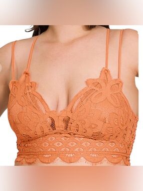 Women's Lace Bralette - Orange